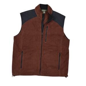 Eddie Bauer Men's L Red & Black Vest Polyester Fleece Softshell Zip Pockets